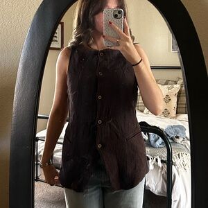 Free People Dark Brown Sleeveless Blouse
